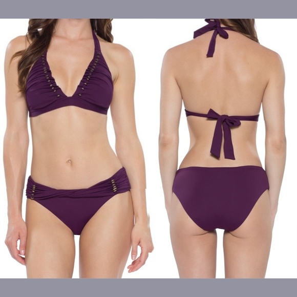 NEW 2PC Becca [ Small ] Reconnect‎ Bikini Top + Hipster Bottoms in Merlot - Picture 1 of 15
